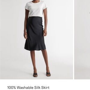 Quince Black Silk Midi Skirt